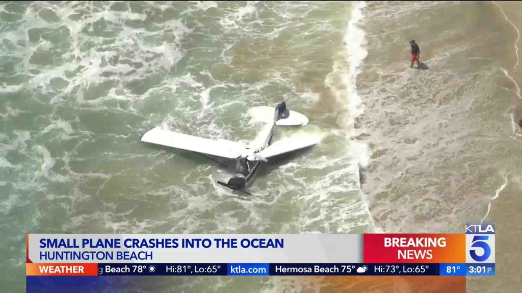 Small plane crashes in waters off the coast of Southern California